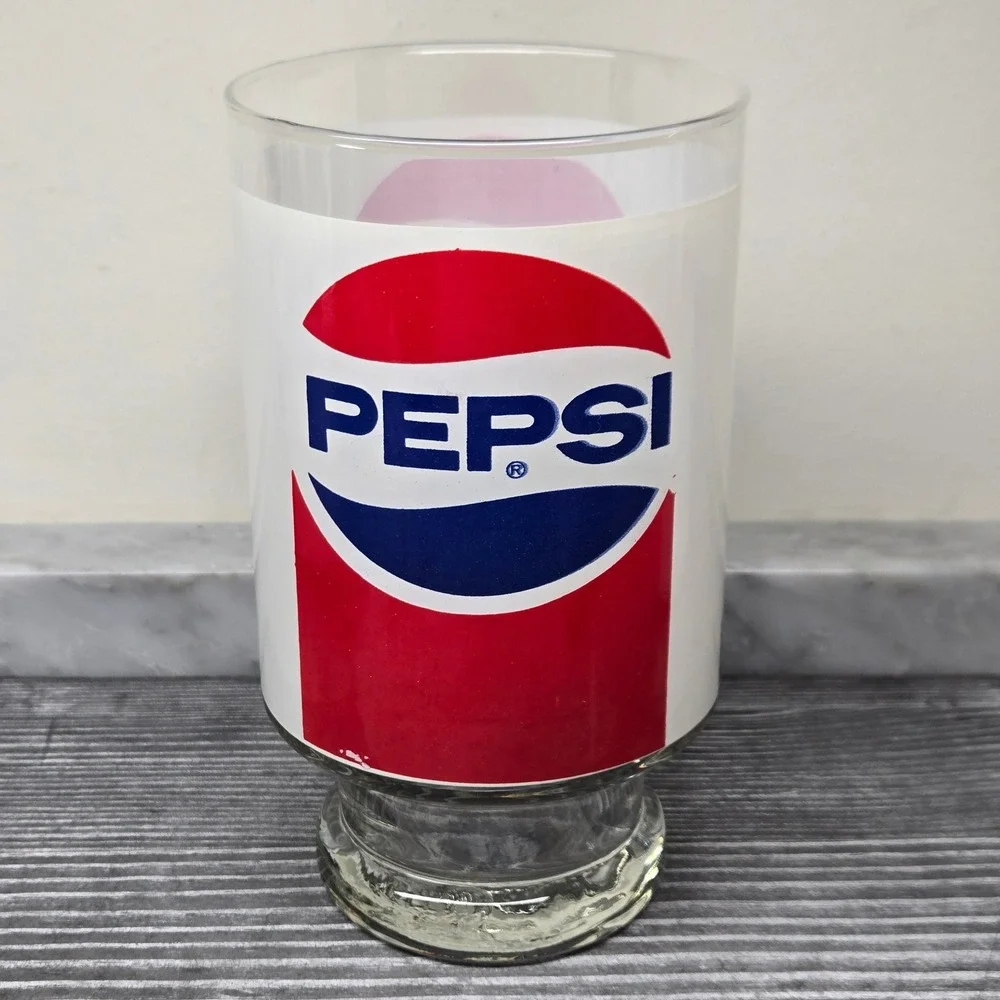 Pepsi-Cola Large Footed 32oz‎ Drinking Tumbler Glass Jumbo Retro Vintage PEPSI